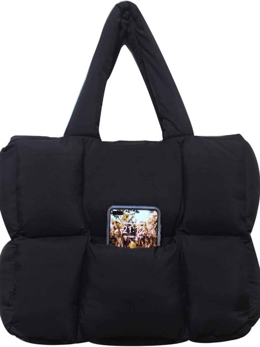 Puffer Tote Bag for Women, Quilted Shoulder handbag for Travel, Work, Gym